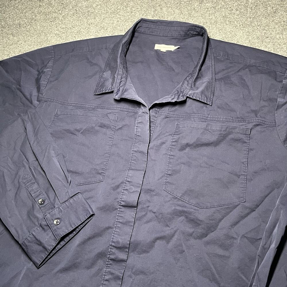 Good American Shirt Womens Size 8 Slit Back Poplin Button Tunic Top Oversized